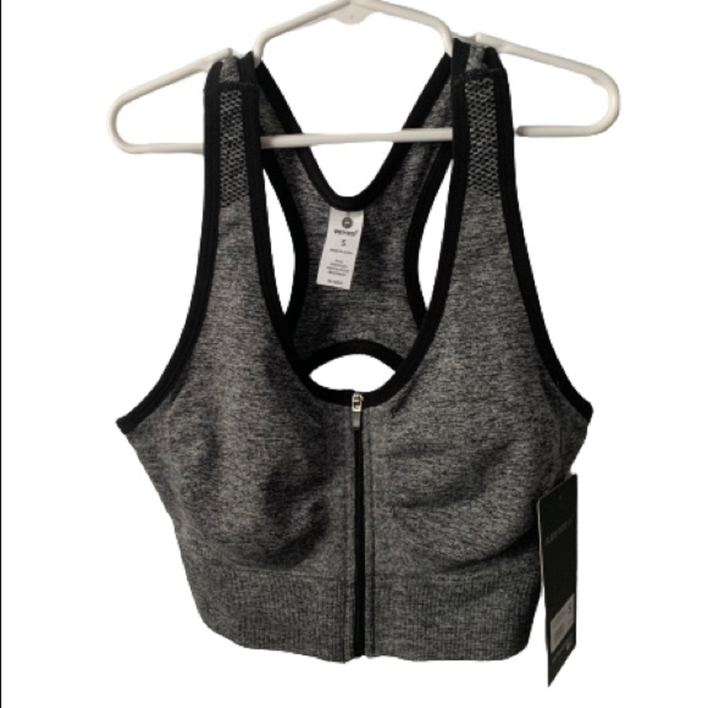 90 Degree by Reflex Grey & Black Racerback Sports Bra